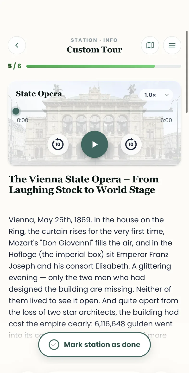 Audio player showing the Staatsoper track and playback controls