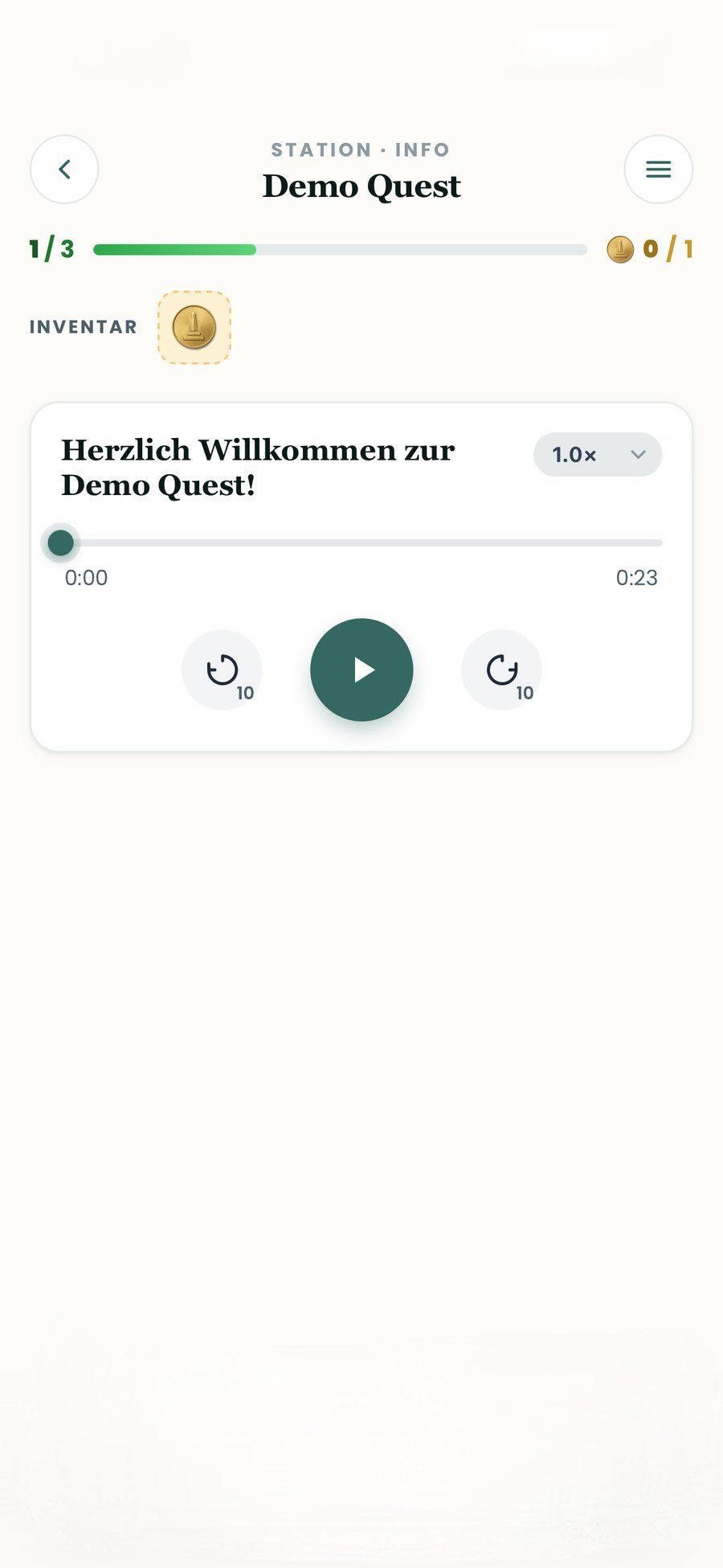 Stations-Info mit Audio-Guide