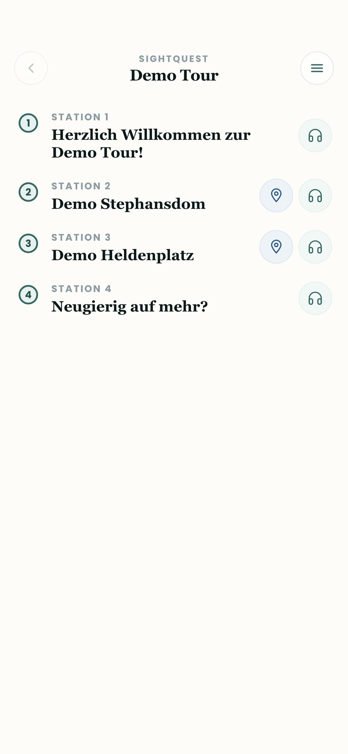 Tour-Übersicht mit allen Stationen